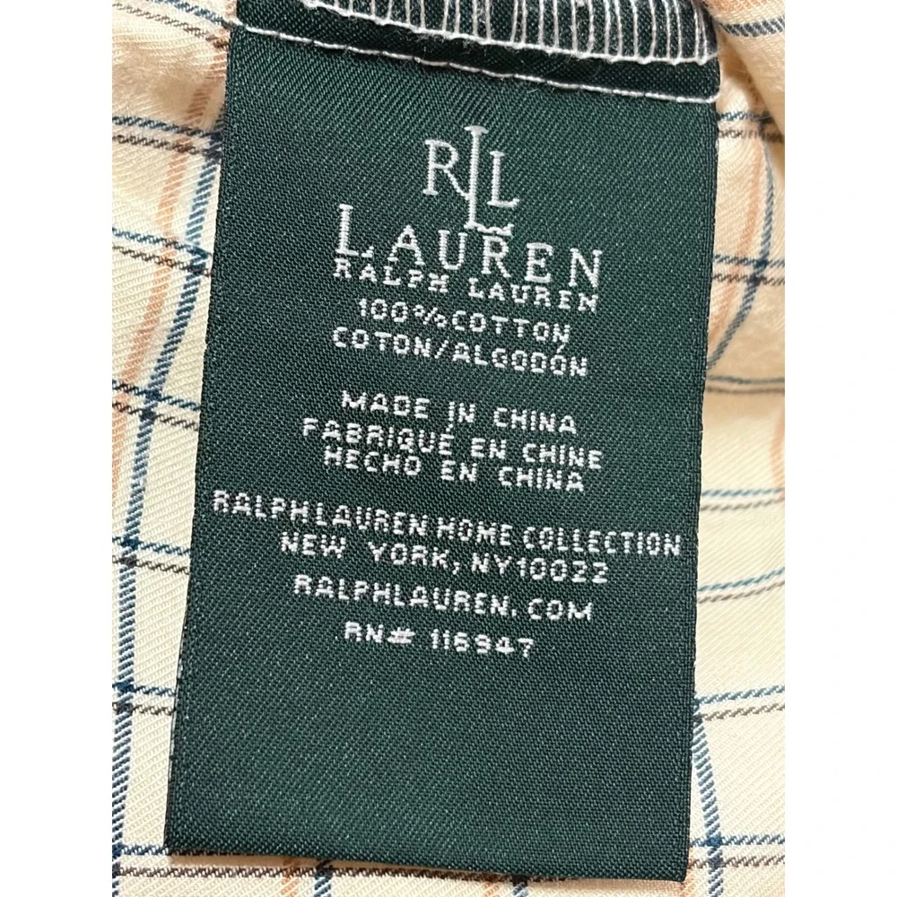 Ralph Lauren Home Standard Pillowcases Pair Cream Navy Windowpane Plaid Cotton